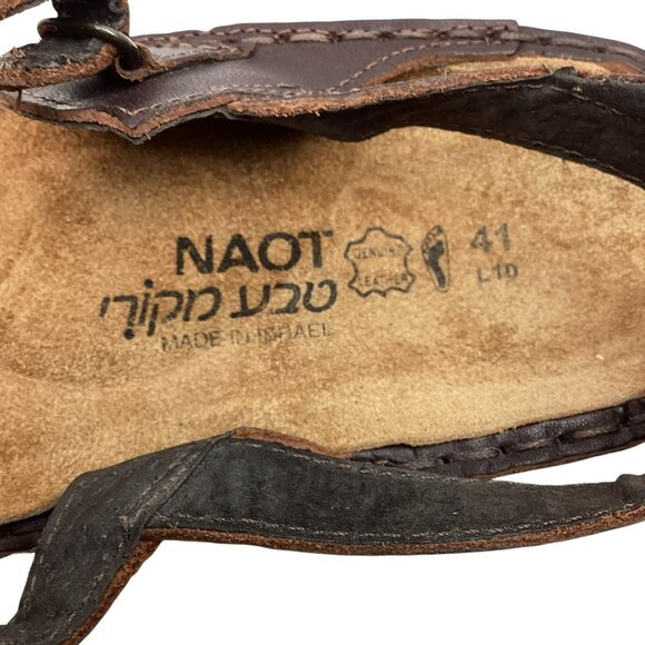 Naot Papaya Wedge Slingback Womens 10 Leather Sandals Brown - Picture 8 of 11